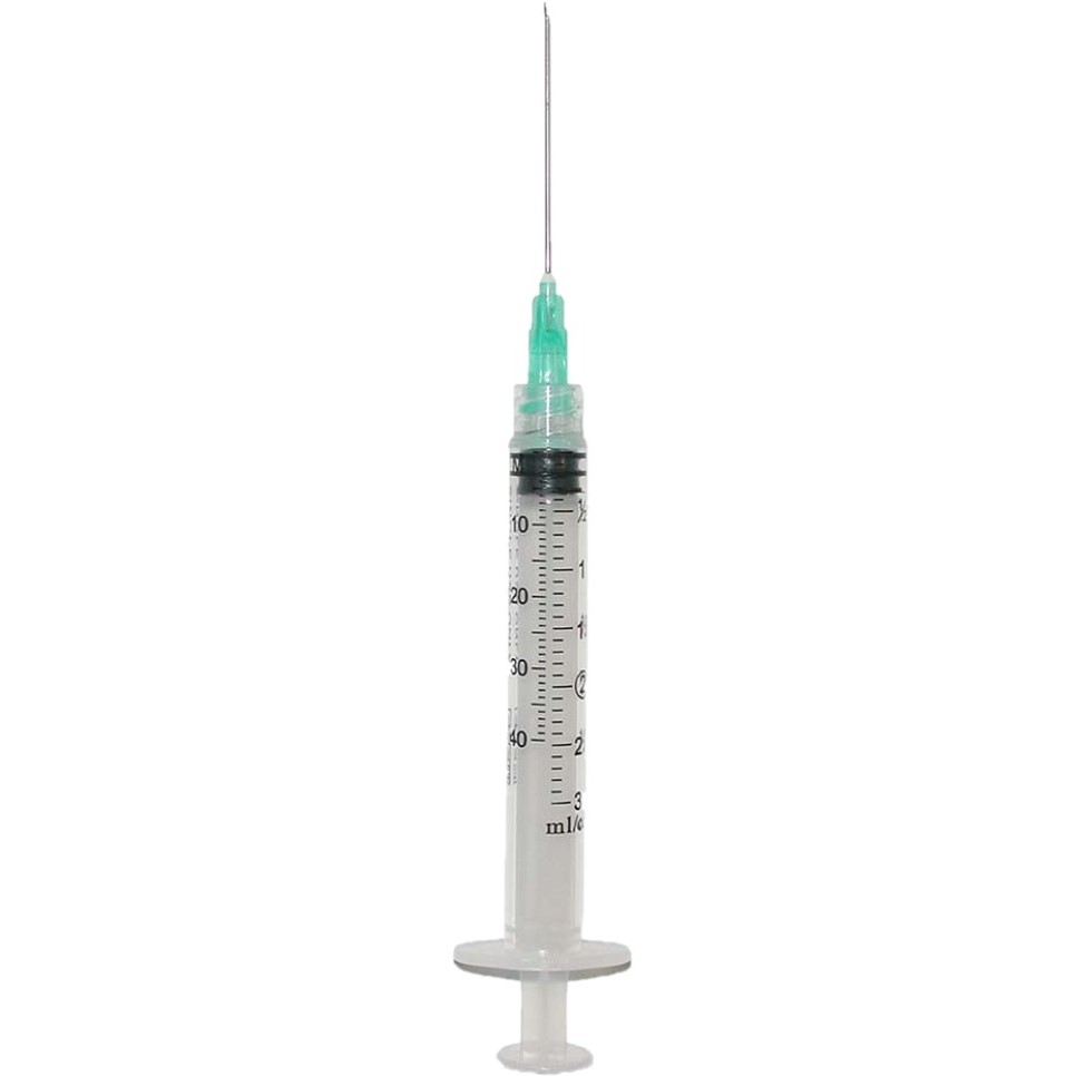 Syringe 3cc with Hypodermic Needle ExelIntﾮ 3 mL .. .  .  